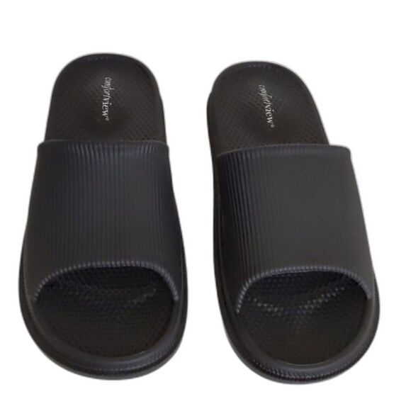 NEW Women's Comfortview Black Slip On Summer Beach Slide Sandals , Size 11W - Picture 3 of 6